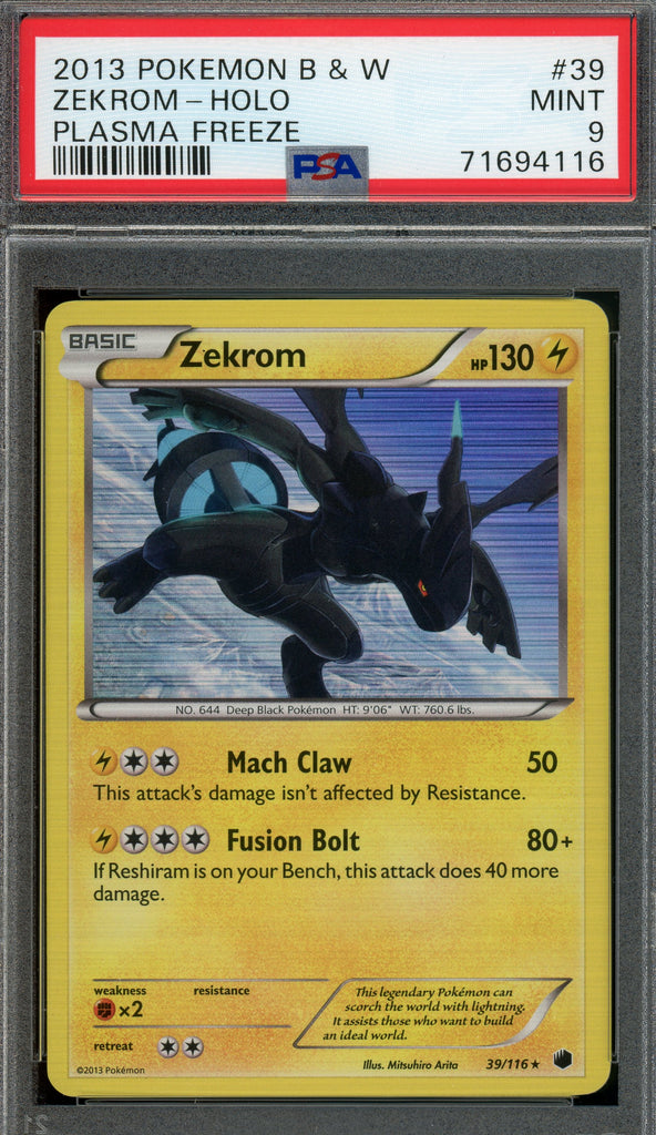 Pokémon - Zekrom Holo, Plasma Freeze #39 PSA 9