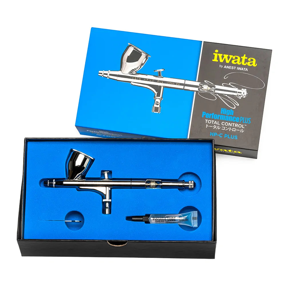 Iwata High Performance HP-C Plus Gravity Feed Dual Action Airbrush content