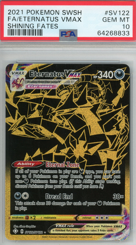 Pokémon - Eternatus VMAX, Shining Fates #SV122 PSA 10 front