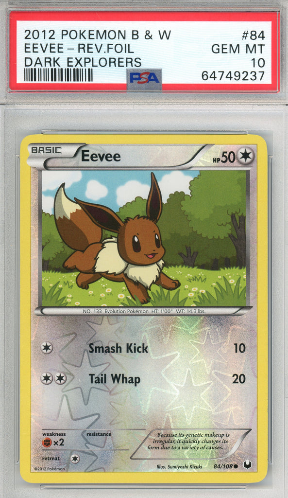 Pokémon - Eevee Reverse Holo, Dark Explorers #84 PSA 10 Front