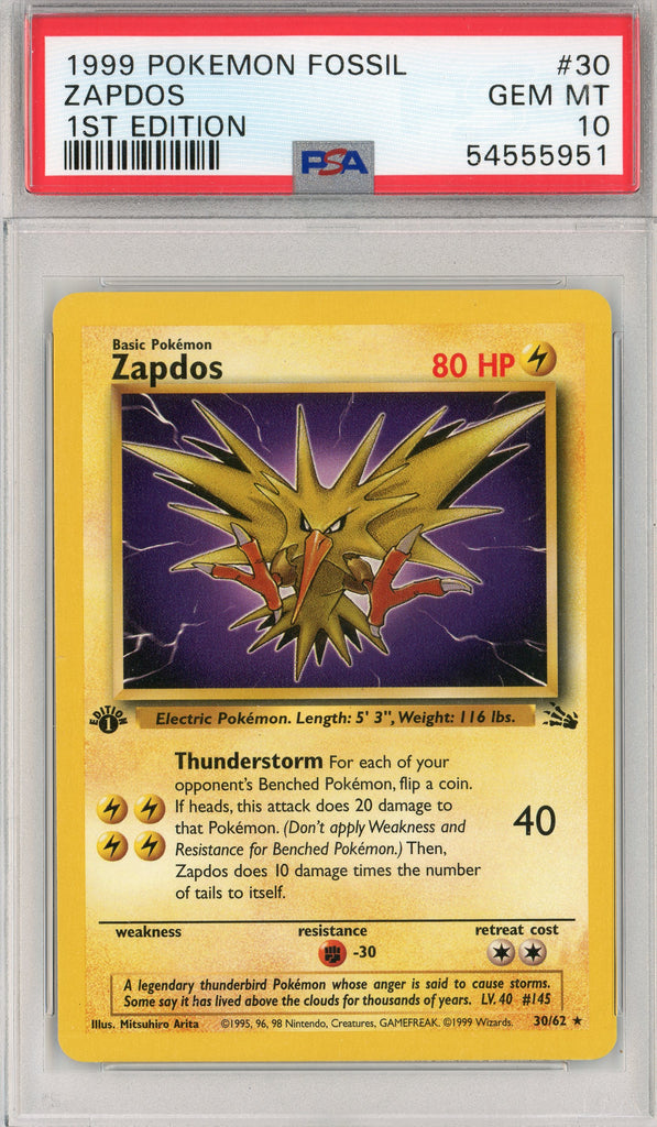 Pokémon - Zapdos Holo - Fossil 1st Edition #30 PSA 10 Front