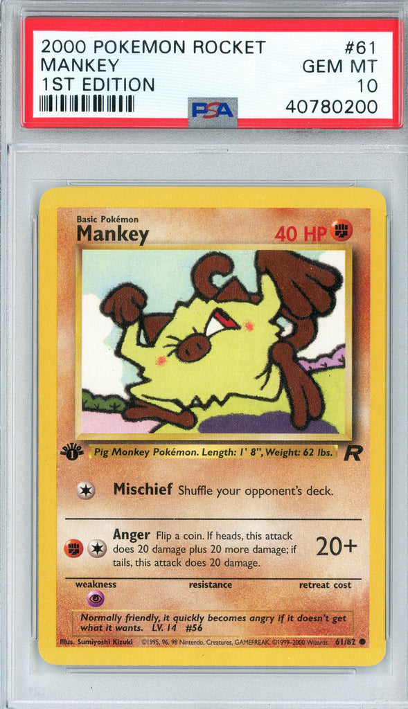 Pokémon - Mankey Team Rocket 1st Edition #61 PSA 10