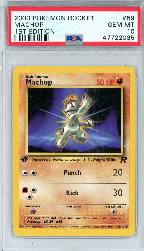 Pokémon - Machop Team Rocket 1st Edition #59 PSA 10 Front
