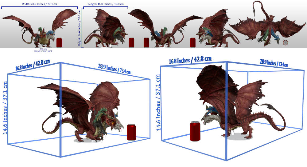 D&D Icons of the Realms - Gargantuan Tiamat Premium Figure Dimensions