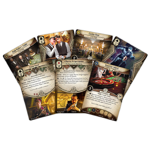 Arkham Horror The Card Game: Fortune and Folly Scenario Pack content