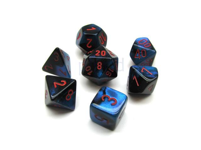 Chessex Gemini™ Black-Starlight Polyhedral Dice with Red Numbers - Set of 7