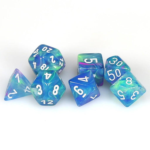 Chessex Festive™ Waterlily™ Polyhedral Dice with White Numbers - Set of 7