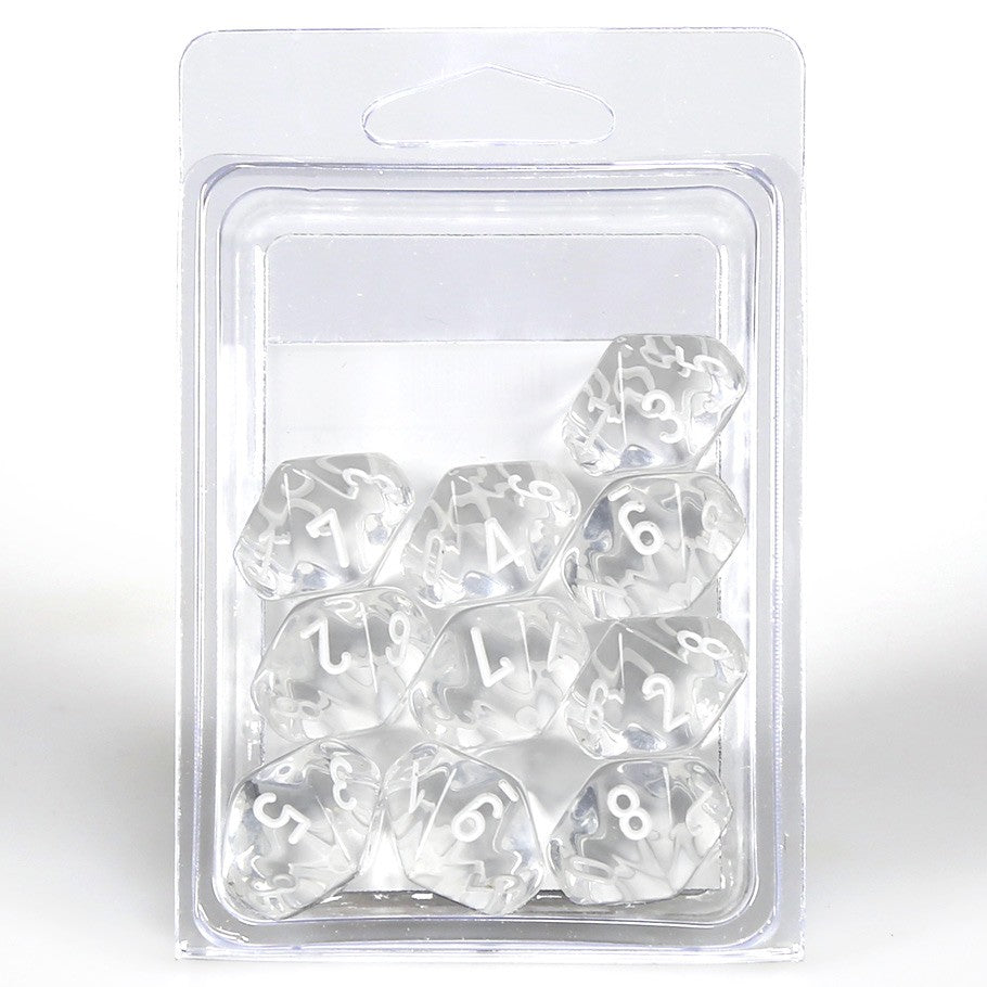 Chessex Clear Translucent d10 - Set of 10