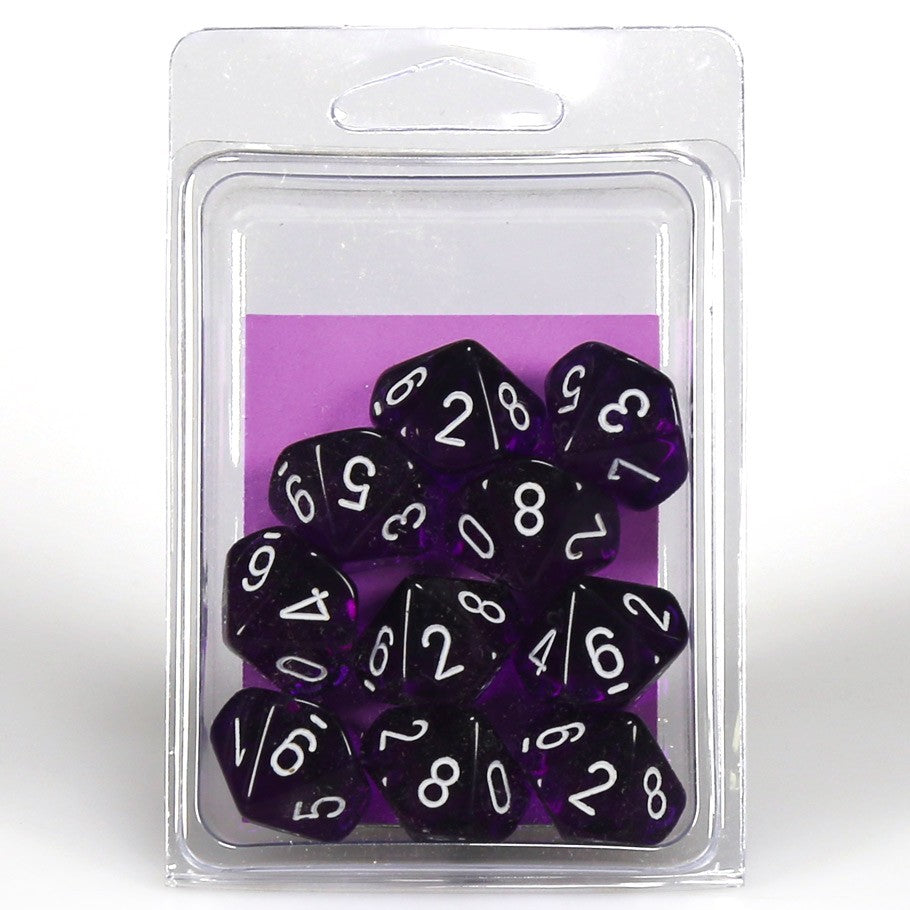 Chessex Purple Translucent d10 - Set of 10