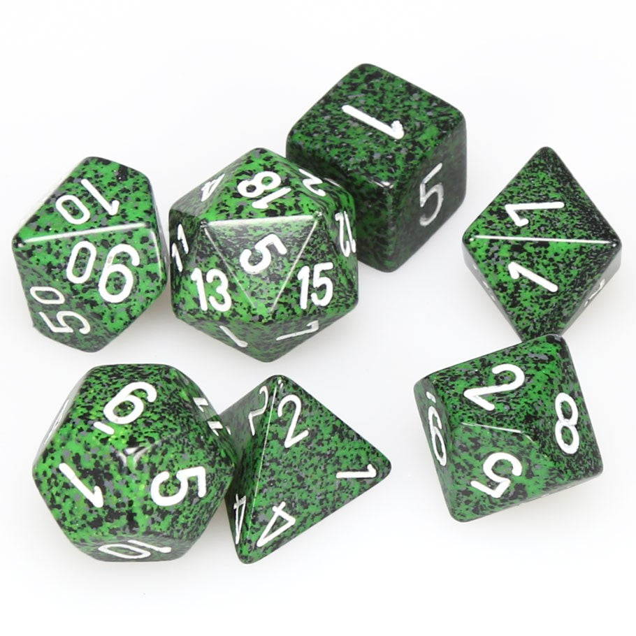 Chessex Polyhedral Speckled Recon Dice with Gold numbers - Set of 7