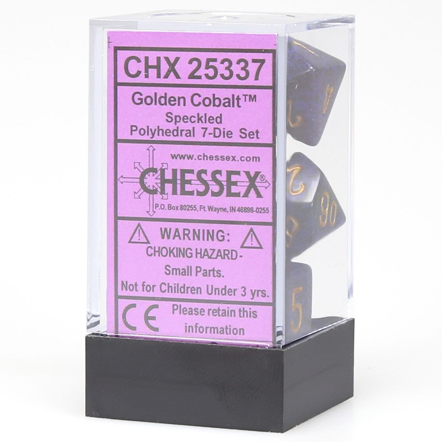 Chessex Speckled Polyhedral Golden Cobalt Dice - Set of 7