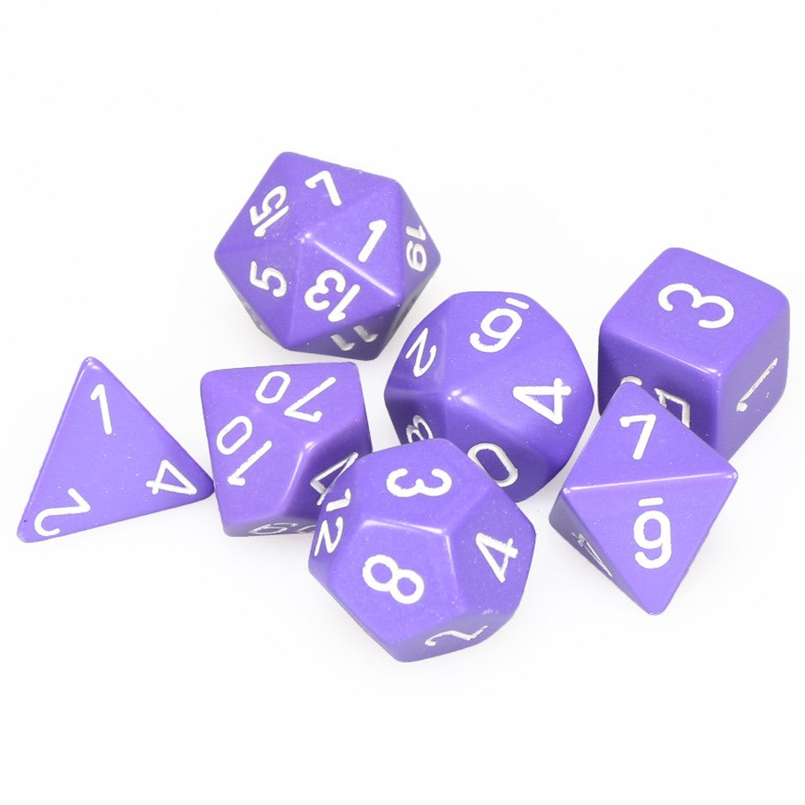 Chessex Purple Opaque Polyhedral Dice with White Numbers - Set of 7