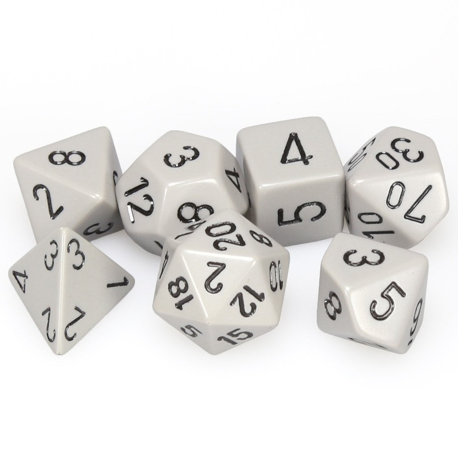 Chessex Opaque Dark Grey Polyhedral Dice with Black Numbers - Set of 7