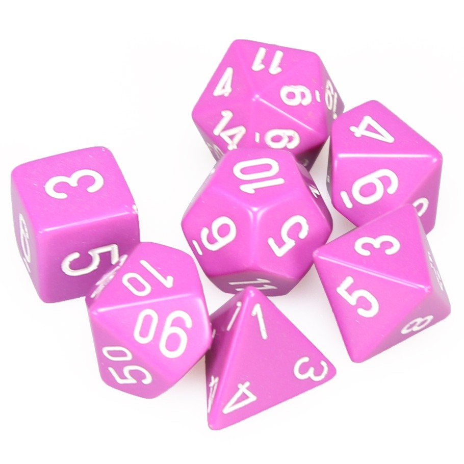 Chessex Purple Opaque Polyhedral Dice with White Numbers - Set of 7