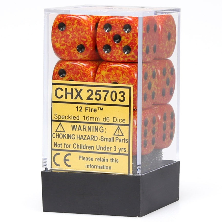 Chessex Speckled Fire 16 mm D6 Dice Block (12 dice)