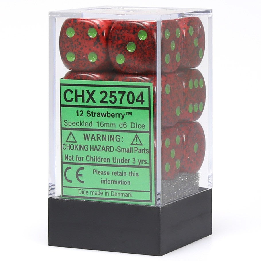 Chessex Speckled Strawberry 16 mm D6 Dice Block (12 dice)