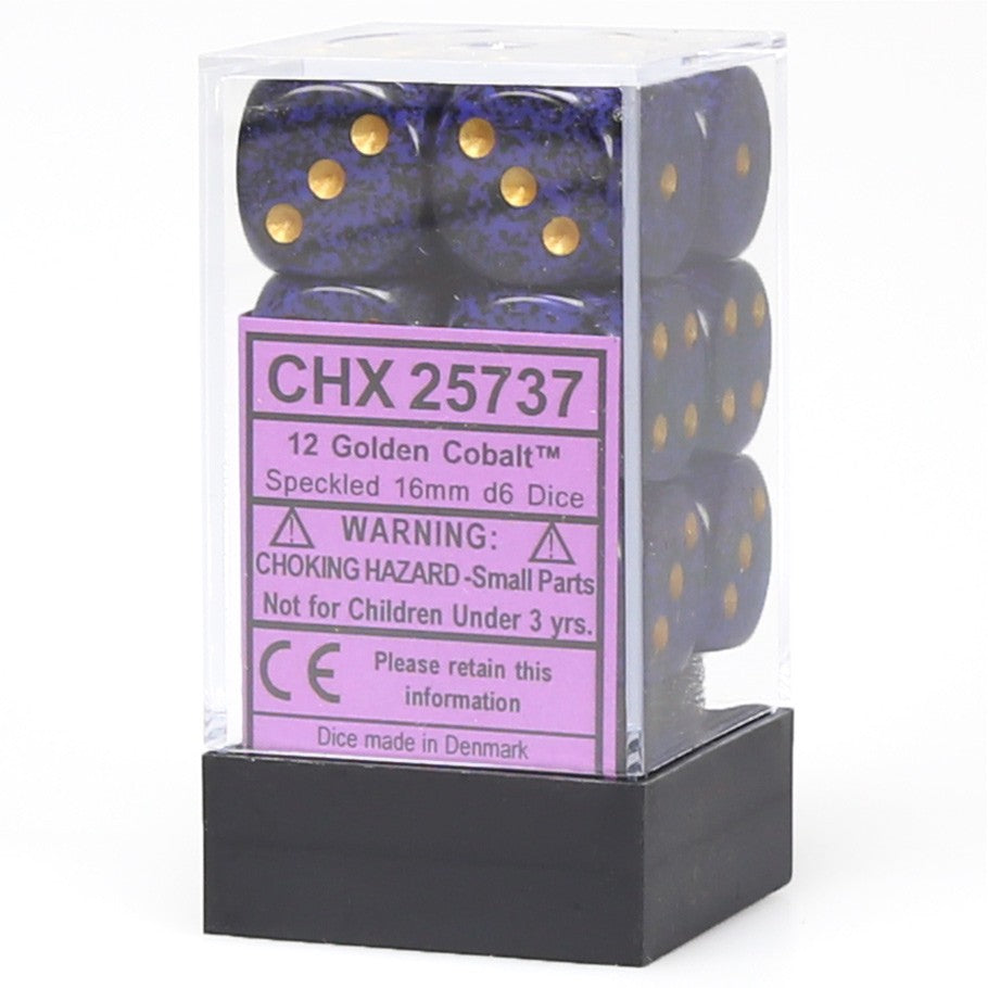 Chessex Speckled Golden Cobalt 16 mm D6 Dice Block (12 dice)