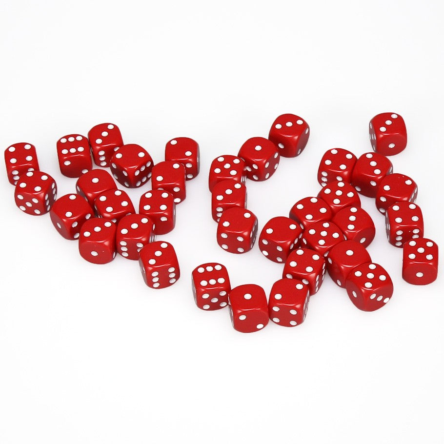 Chessex Opaque Red with White Numbers 12 mm Dice Block (36 dice)