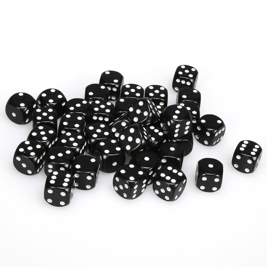 Chessex Opaque Black with White Numbers 12 mm Dice Block (36 dice)