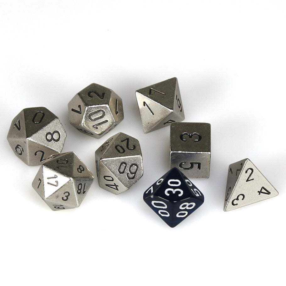 Chessex Metal: Silver Polyhedral Dice - Set of 7