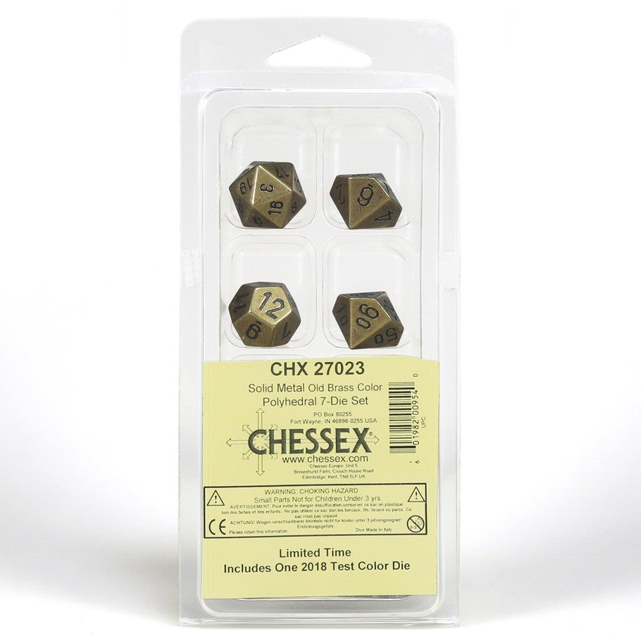 Chessex Metal: Old Brass Polyhedral Dice - Set of 7