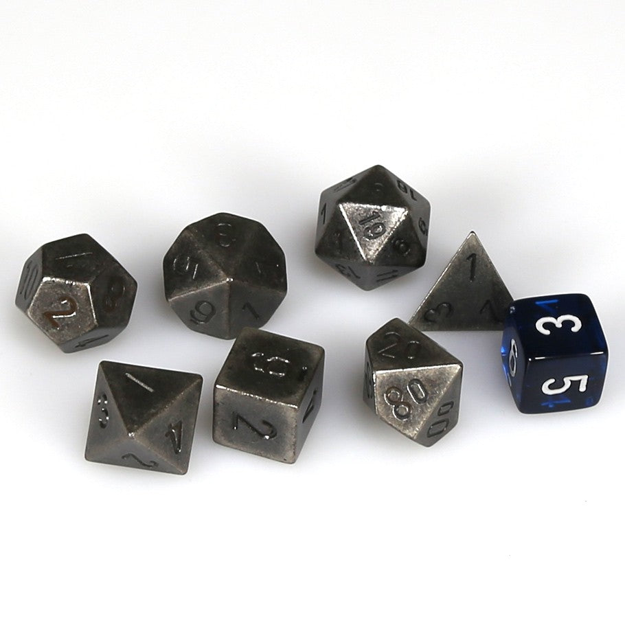 Chessex Metal: Dark Metal Polyhedral Dice - Set of 7