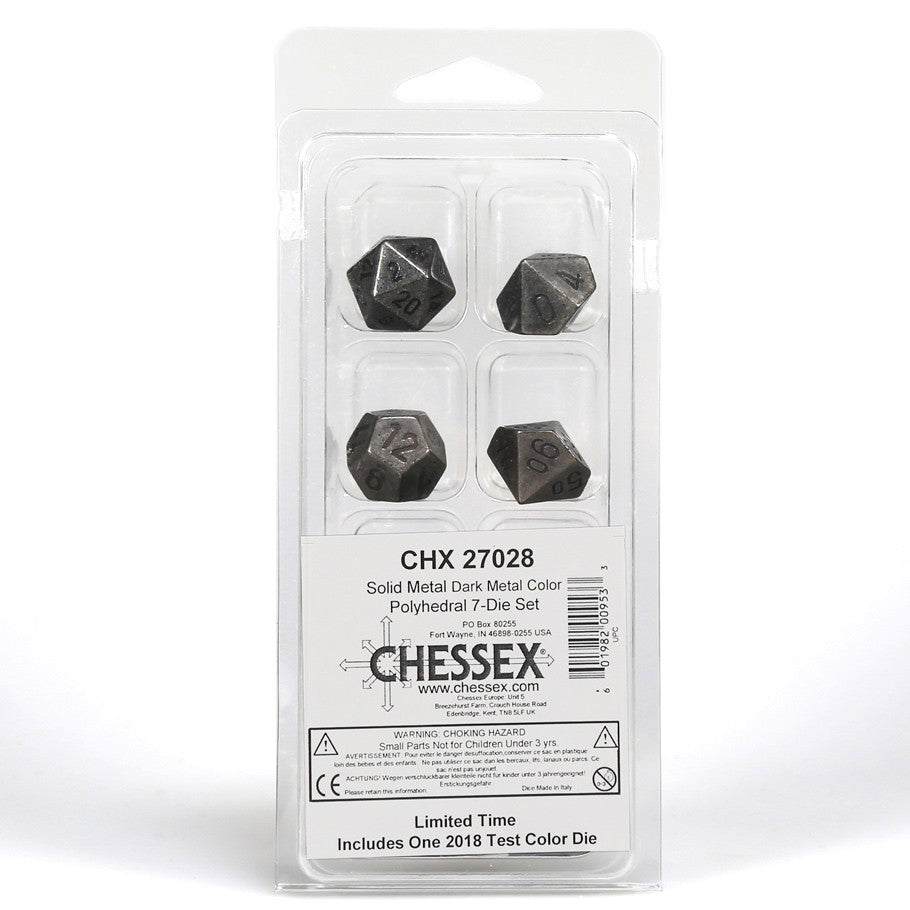 Chessex Metal: Dark Metal Polyhedral Dice - Set of 7 in box