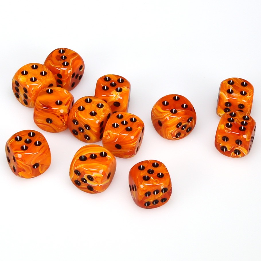 Chessex Vortex™ Orange with Black Numbers 16 mm Dice Block (12 dice)