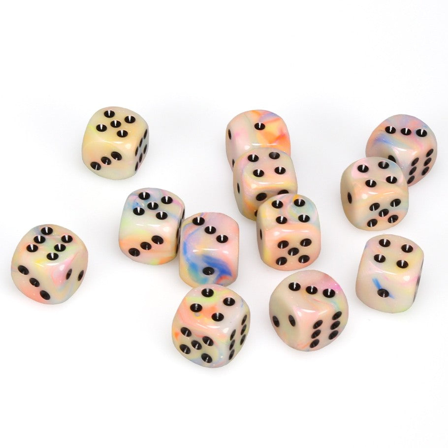 Chessex Festive™ Circus with Black Pips 16mm Dice Block (12 dice)