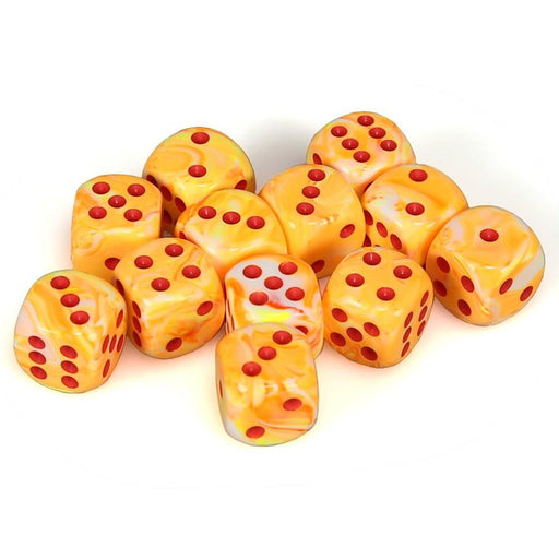 Chessex Festive™ Sunburst™ with Red Numbers 16 mm Dice Block (12 dice)
