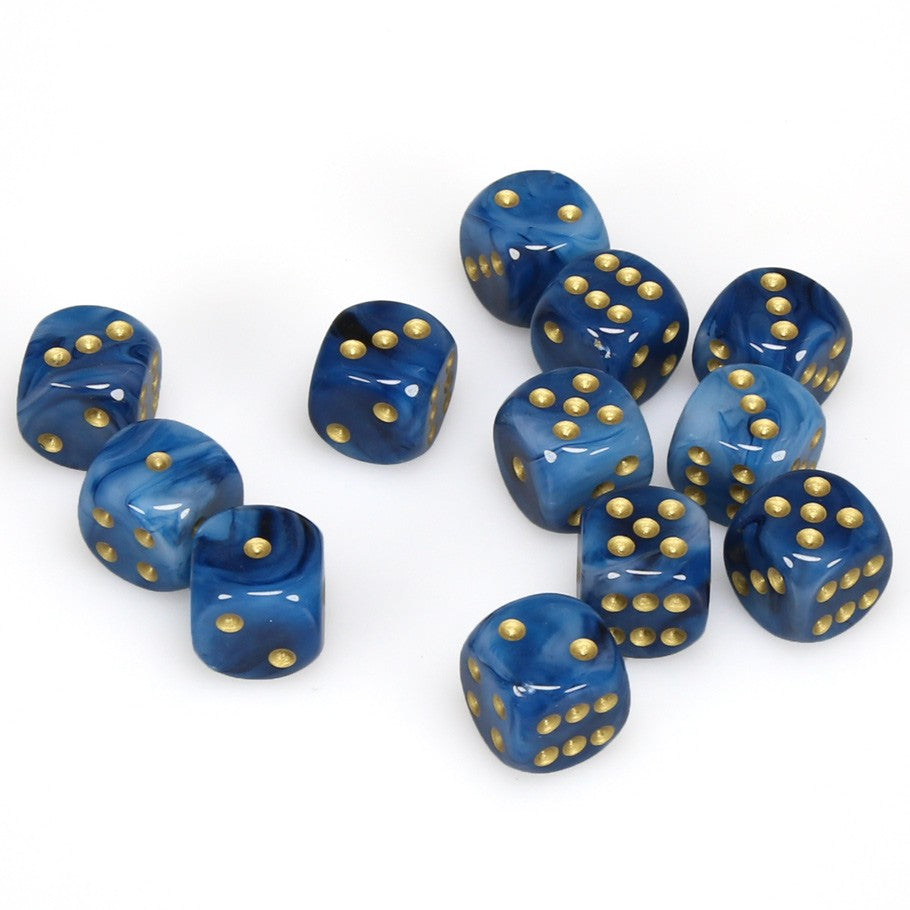 Chessex Phantom™ Teal with Gold Pips 16mm Dice Block (12 dice)