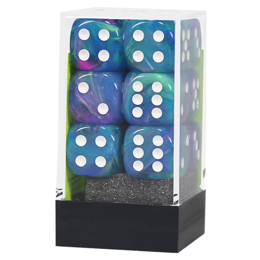 Chessex Festive™ Waterlily™ with White Numbers 16 mm Dice Block (12 dice) in box
