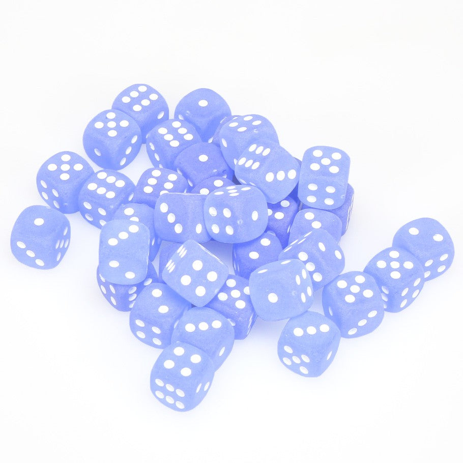 Chessex Frosted Blue with White Pips 12mm Dice Block (36 dice)