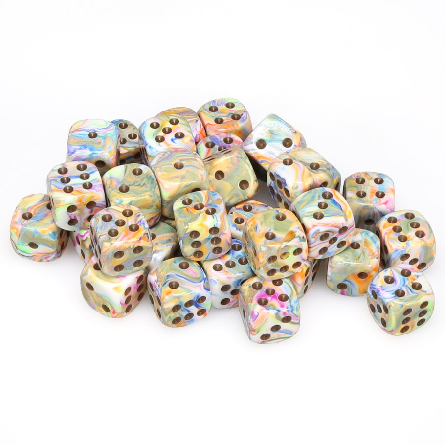 Chessex Festive™ Vibrant with Brown Pips 12mm Dice Block (36 dice)