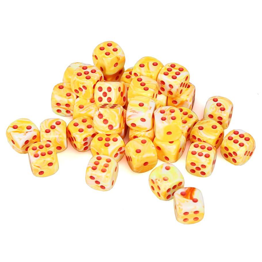 Chessex Festive™ Sunburst™ with Red Numbers 12 mm Dice Block (36 dice)