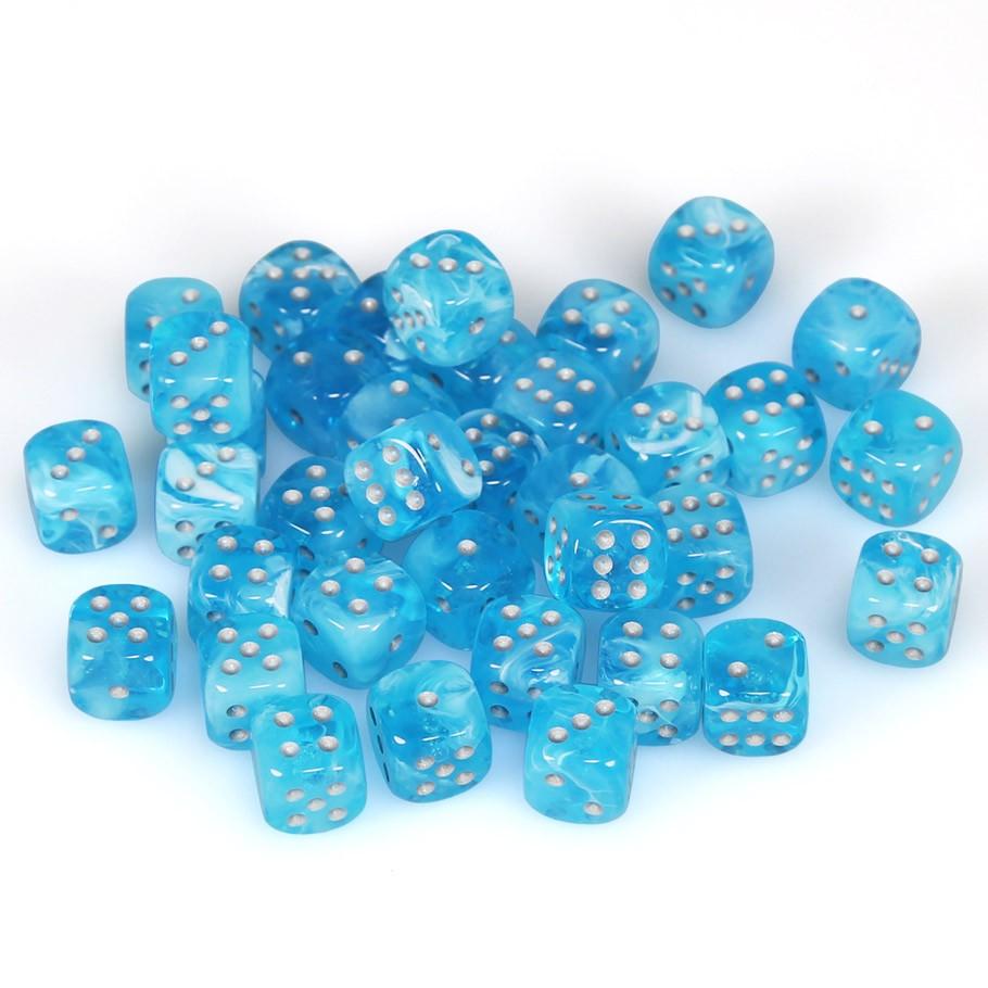 Chessex Luminary™ Sky with Silver Numbers 12 mm Dice Block (36 dice)