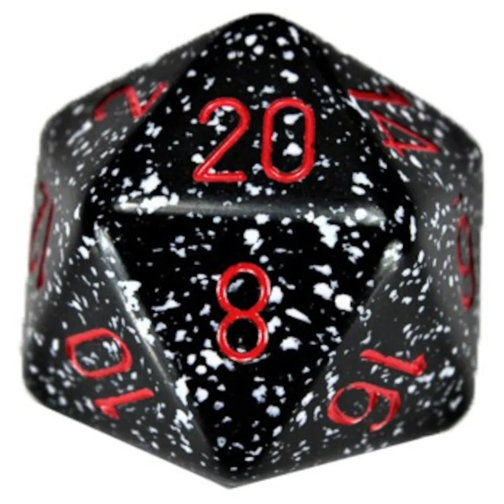 Chessex 34mm d20 Speckled Space with Red Numbers