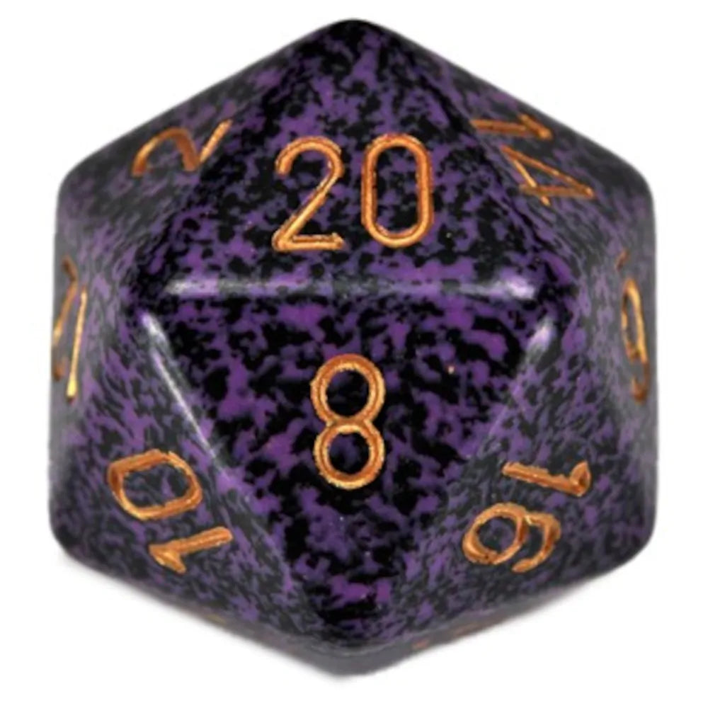 Chessex 34mm d20 Speckled Hurricane with Gold Numbers