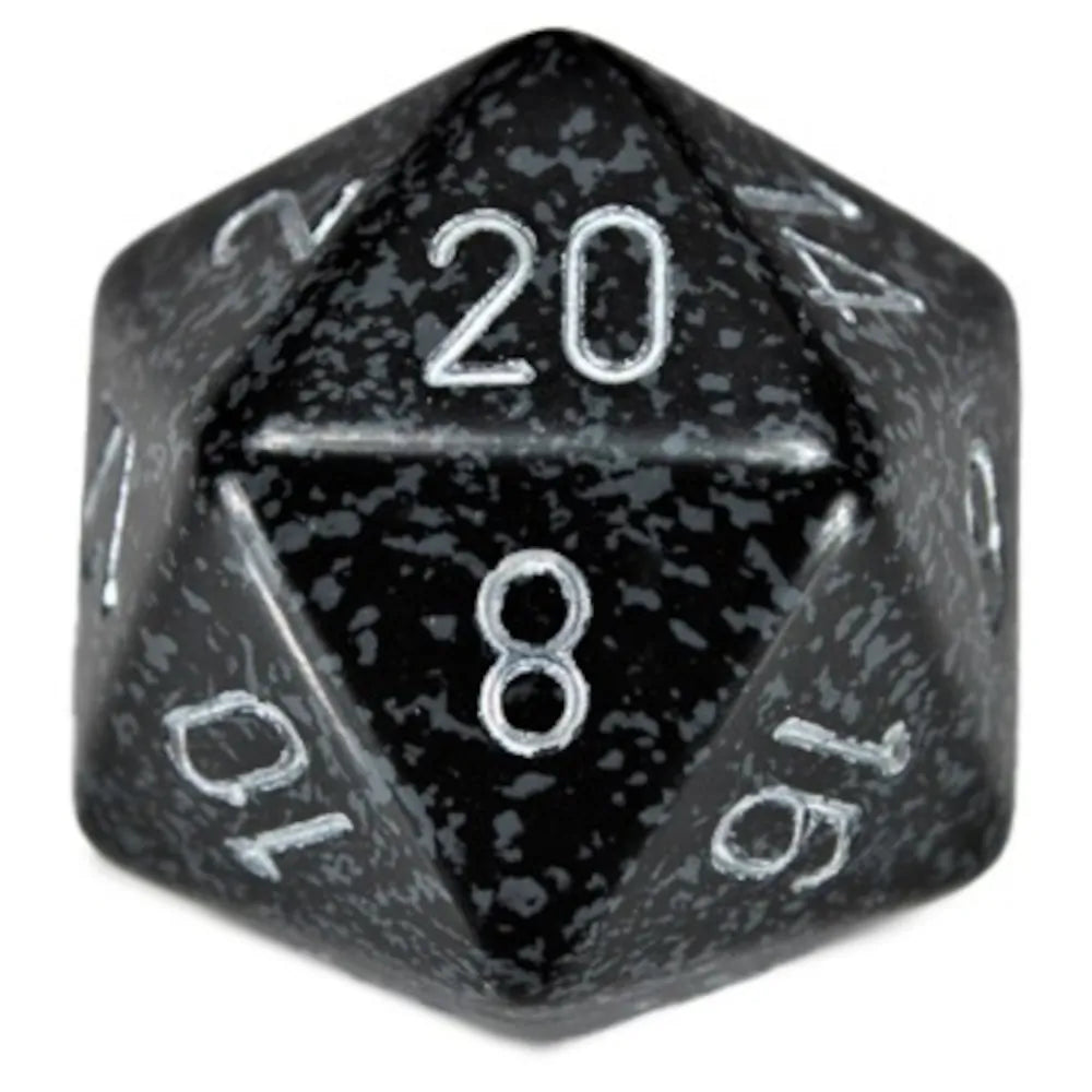 Chessex 34mm d20 Speckled Ninja with White Numbers