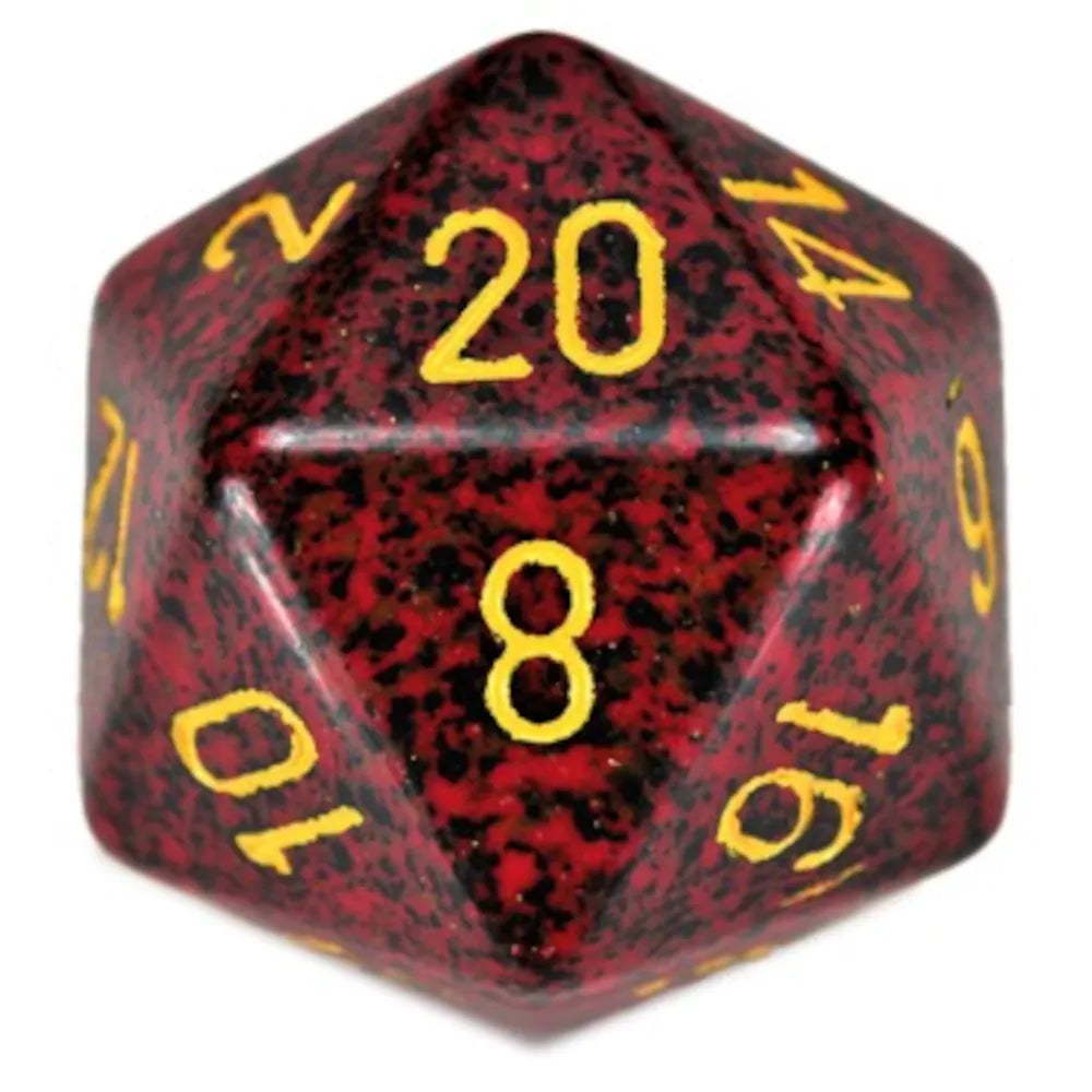 Chessex 34mm d20 Speckled Mercury with Yellow Numbers