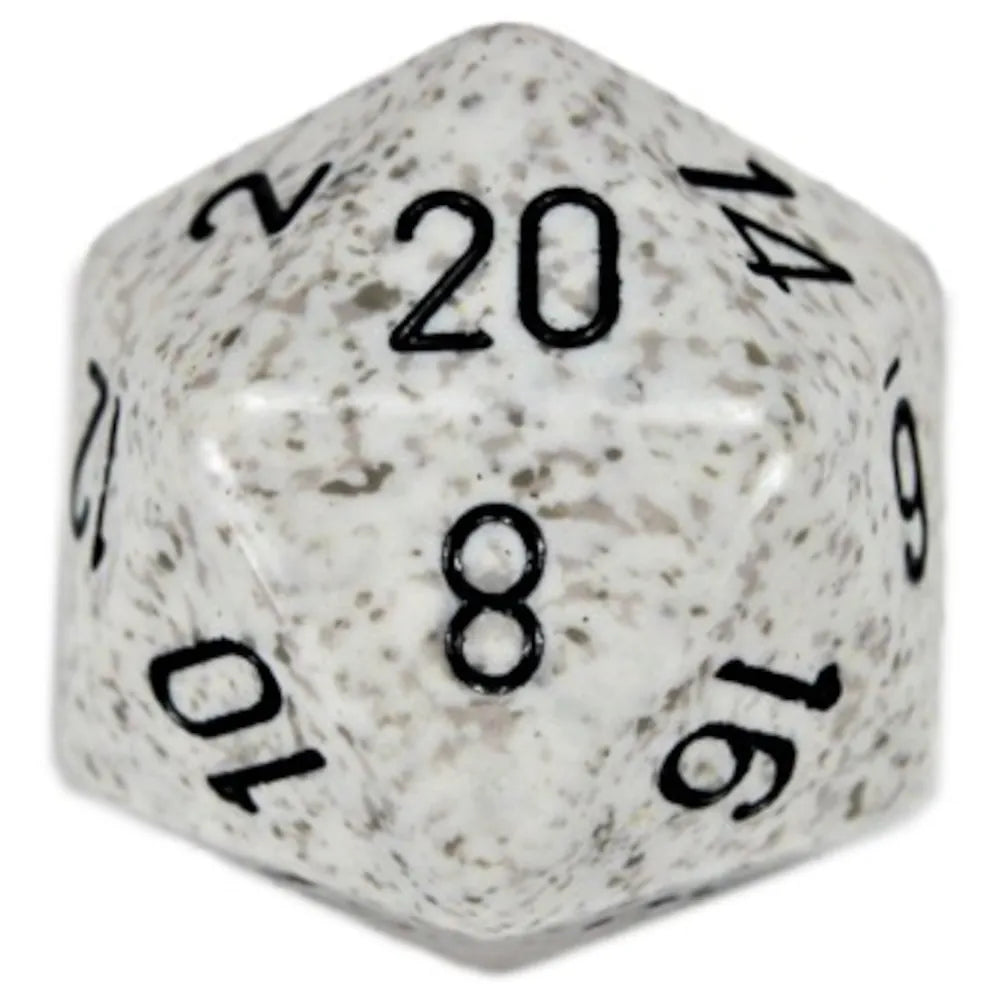 Chessex 34mm d20 Speckled Artic Camo with Black Numbers