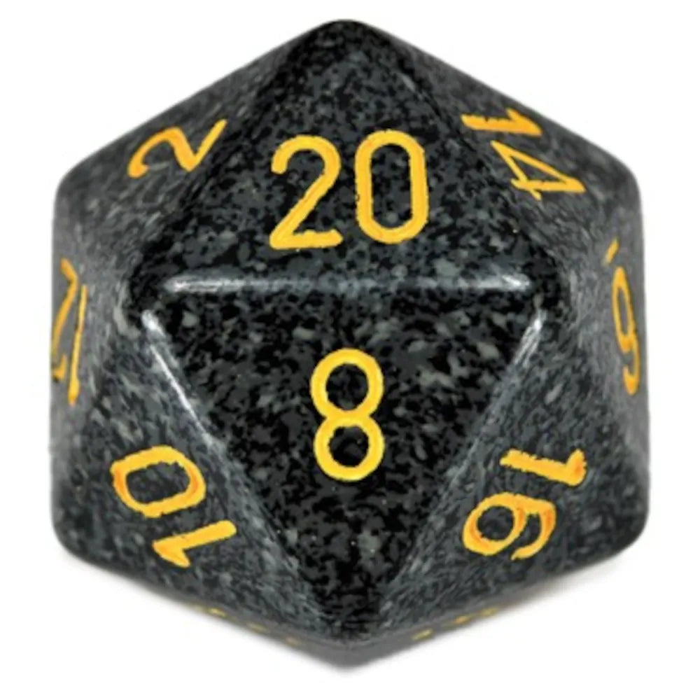 Chessex 34mm d20 Speckled Urban Camo with Yellow Numbers
