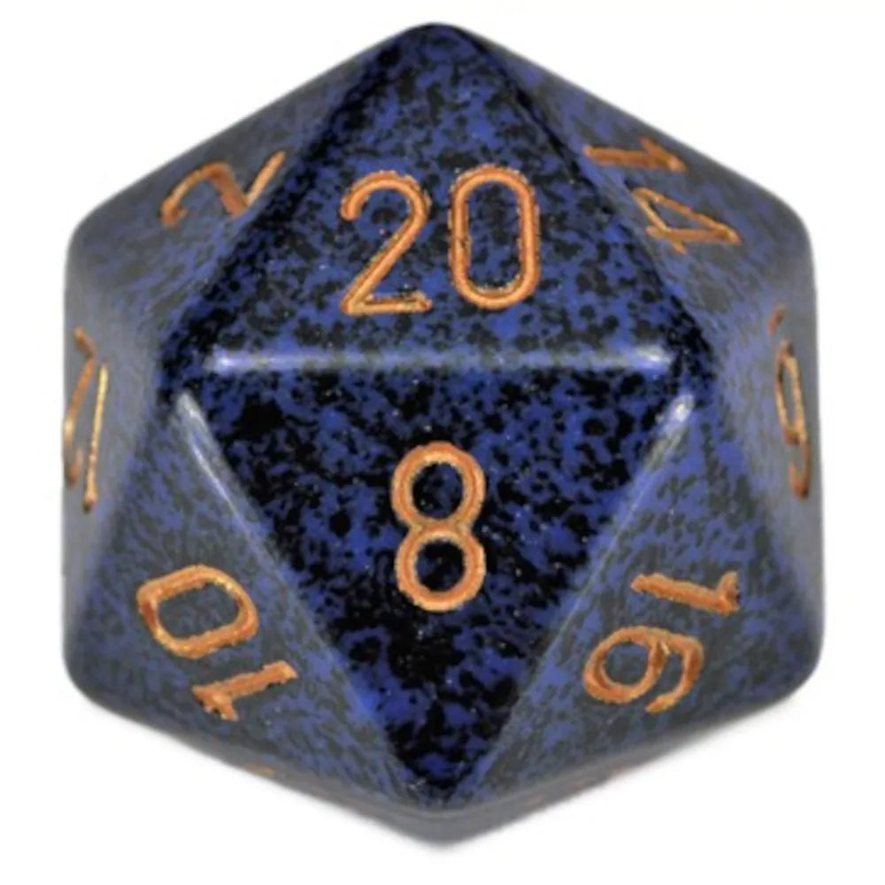 Chessex 34mm d20 Speckled Coblat with Gold Numbers