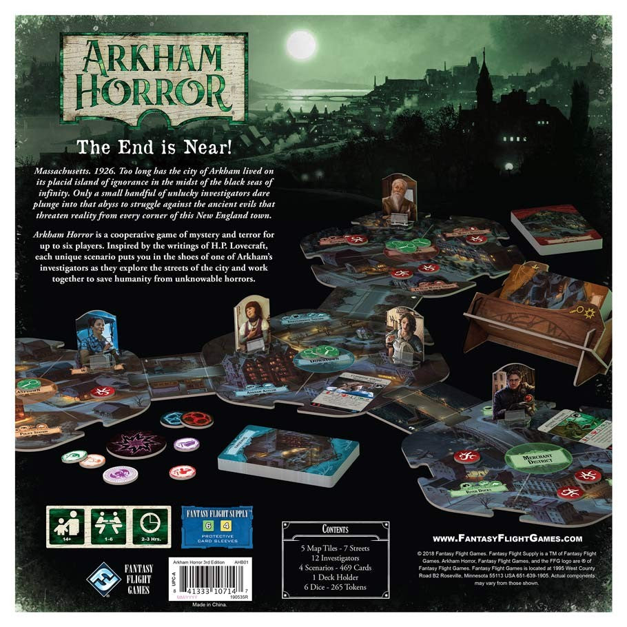 Arkham Horror 3rd Edition Back of the box