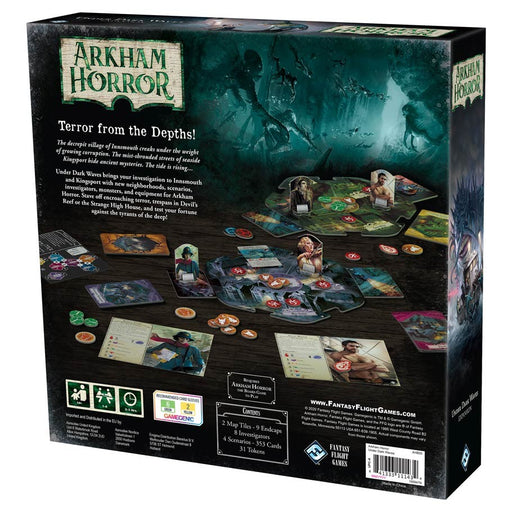 Arkham Horror: Under Dark Waves back of the box