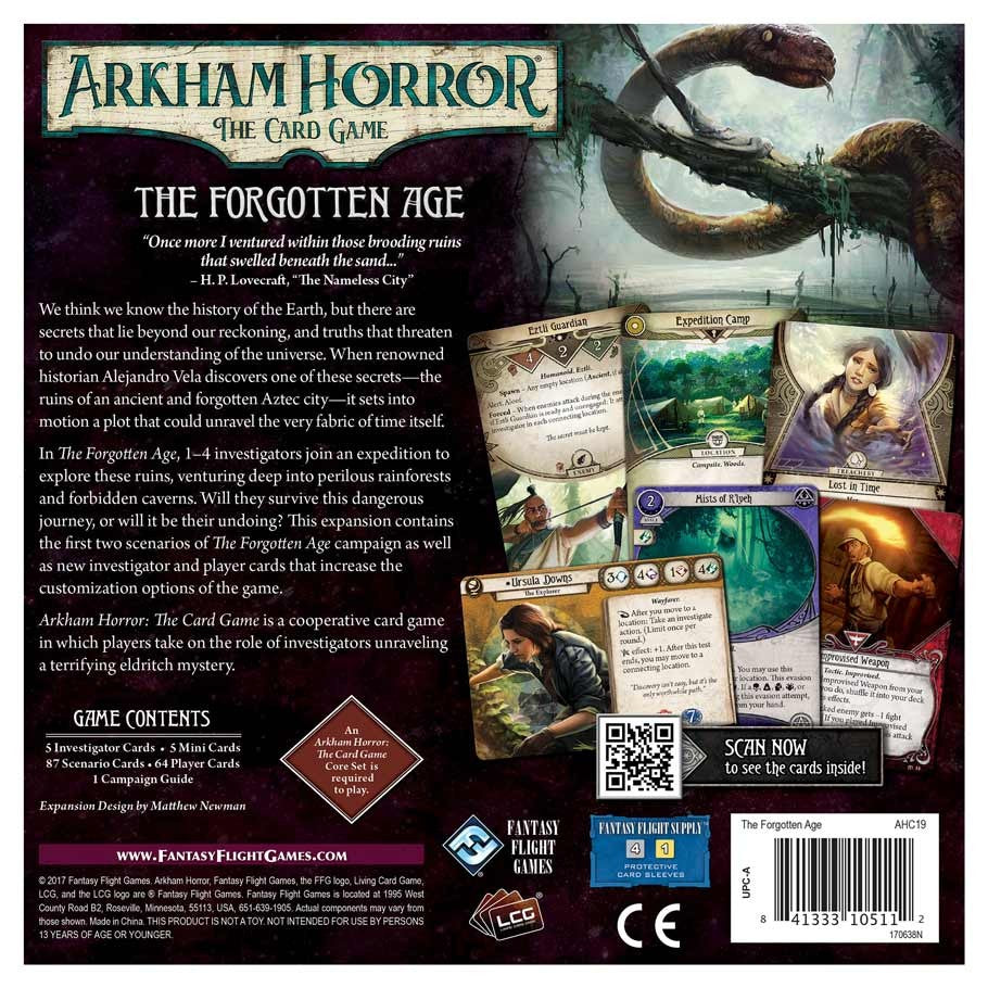 Arkham Horror The Card Game: The Forgotten Age Deluxe back of the box