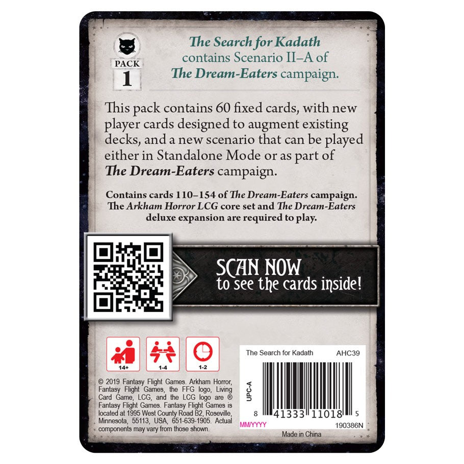 Arkham Horror The Card Game: The Search for Kadath back of the box