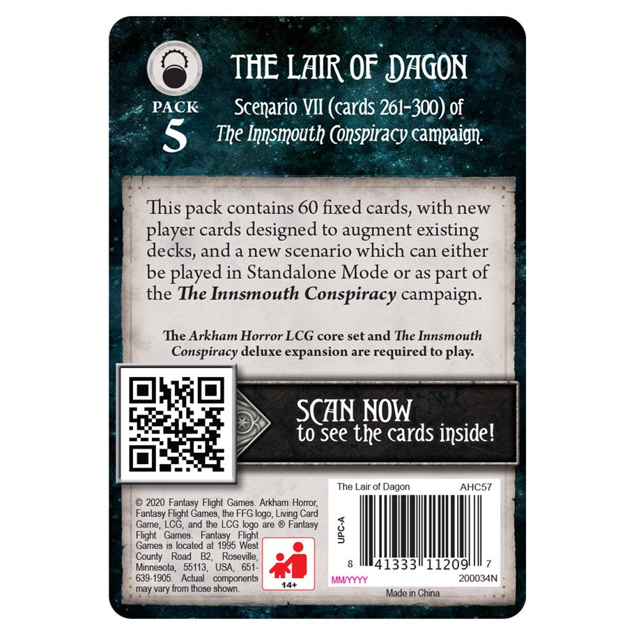 Arkham Horror The Card Game: The Lair of Dagon Mythos Pack back