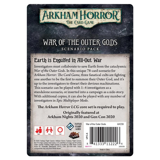Arkham Horror The Card Game: War of the Outer Gods Scenario Pack back