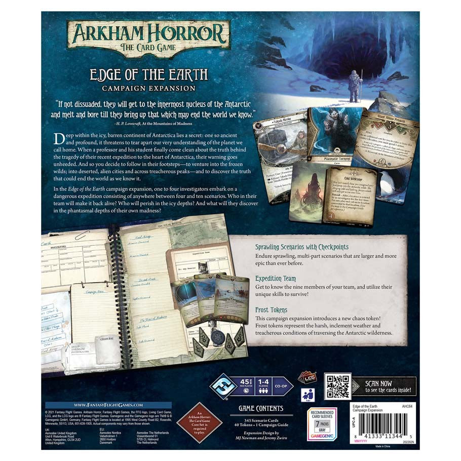 Arkham Horror The Card Game: At the Edge of the Earth back of the box